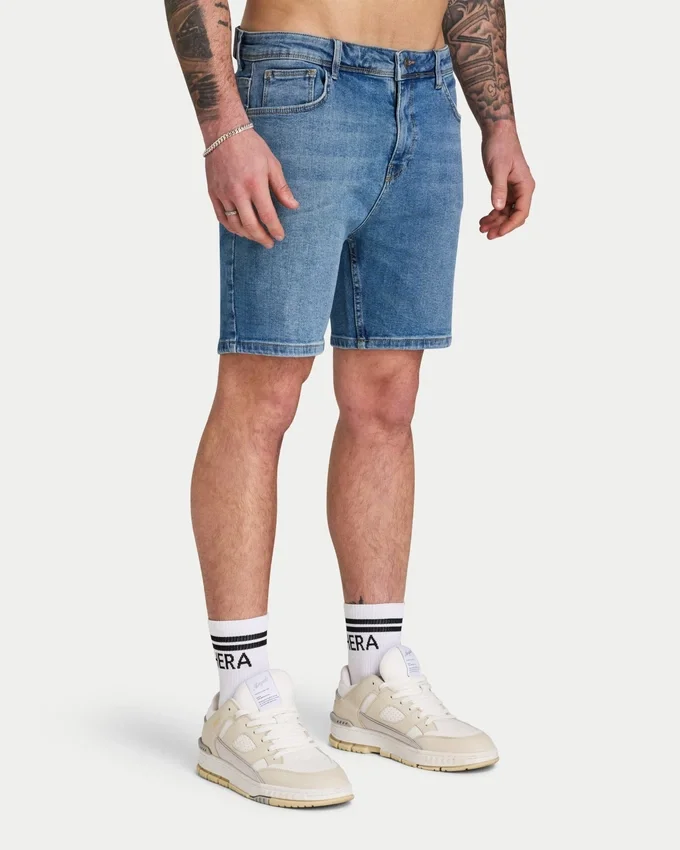 Herren-Shorts in Slim-Fit – Mittelblau Herren-Shorts in Slim-Fit – Mittelblau