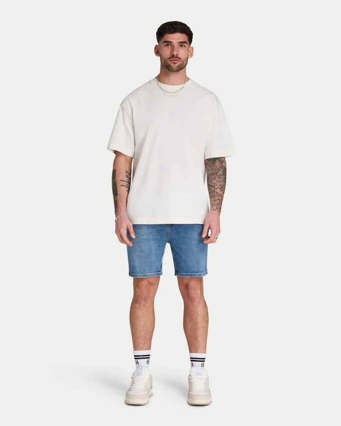 Herren-Shorts in Slim-Fit – Mittelblau Herren-Shorts in Slim-Fit – Mittelblau