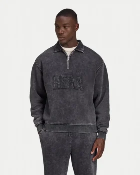 Herren-Signature-Sweatshirt im charakteristischen Oversize-Schnitt mit ¼-Reißverschluss und Washed-Optik