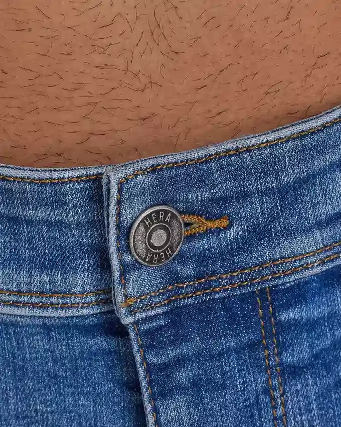 Herren-Spray-On-Jeans mit Rissen – Mittelblau Herren-Spray-On-Jeans mit Rissen – Mittelblau