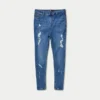 Herren-Spray-On-Jeans mit Rissen – Mittelblau Herren-Spray-On-Jeans mit Rissen – Mittelblau