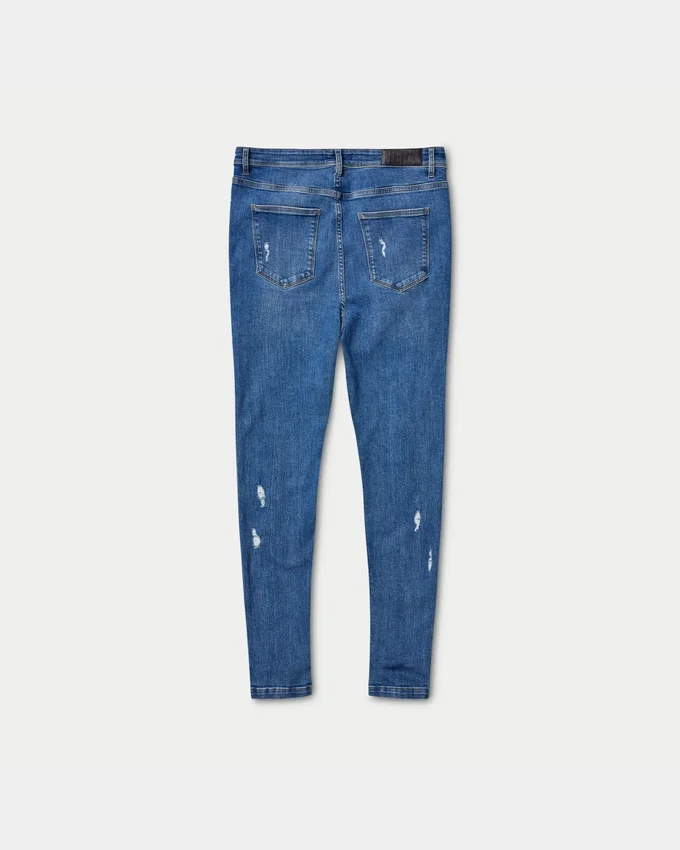 Herren-Spray-On-Jeans mit Rissen – Mittelblau Herren-Spray-On-Jeans mit Rissen – Mittelblau