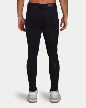 Herren-Spray-On-Jeans mit Rissen – schwarz