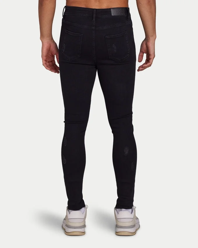 Herren-Spray-On-Jeans mit Rissen – schwarz Herren-Spray-On-Jeans mit Rissen – schwarz