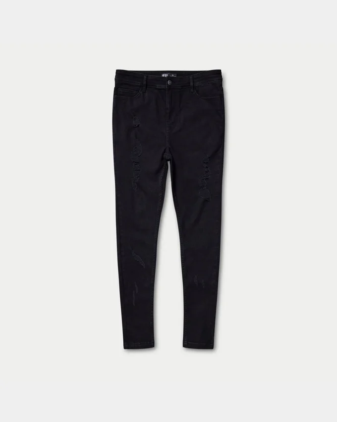 Herren-Spray-On-Jeans mit Rissen – schwarz Herren-Spray-On-Jeans mit Rissen – schwarz