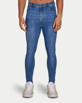 Herren-Spray-On-Jeans – Mittelblau