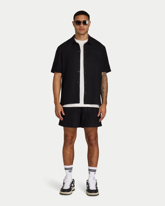 Kurzarm-Shorts-Hemd aus Leinen für Herren Kurzarm-Shorts-Hemd aus Leinen für Herren