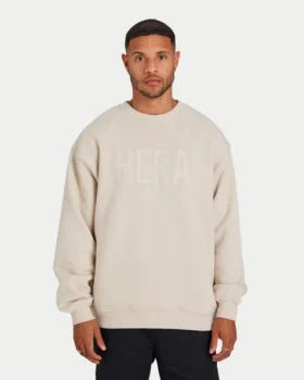 Label-Sweatshirt für Herren – Oatmeal