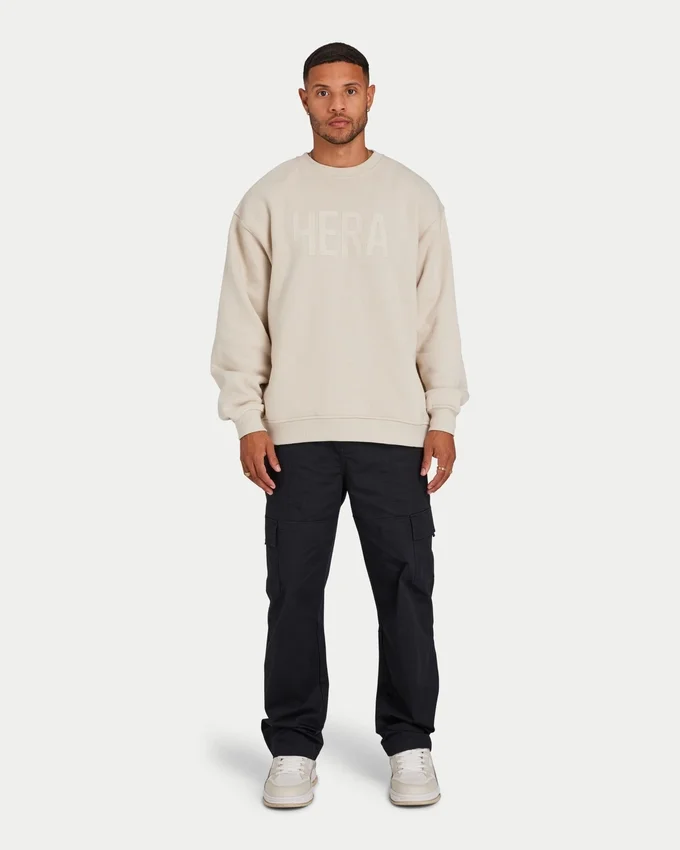 Label-Sweatshirt für Herren – Oatmeal Label-Sweatshirt für Herren – Oatmeal