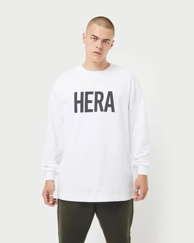 Langarm-T-Shirt der Herrenmarke – weiß Langarm-T-Shirt der Herrenmarke – weiß