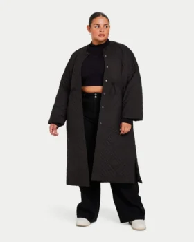 Lange Daunenjacke für Damen – schwarz