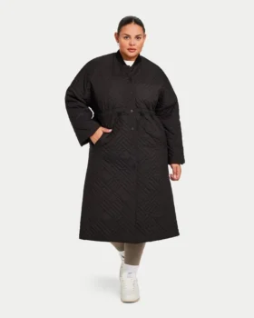 Lange Daunenjacke für Damen – schwarz