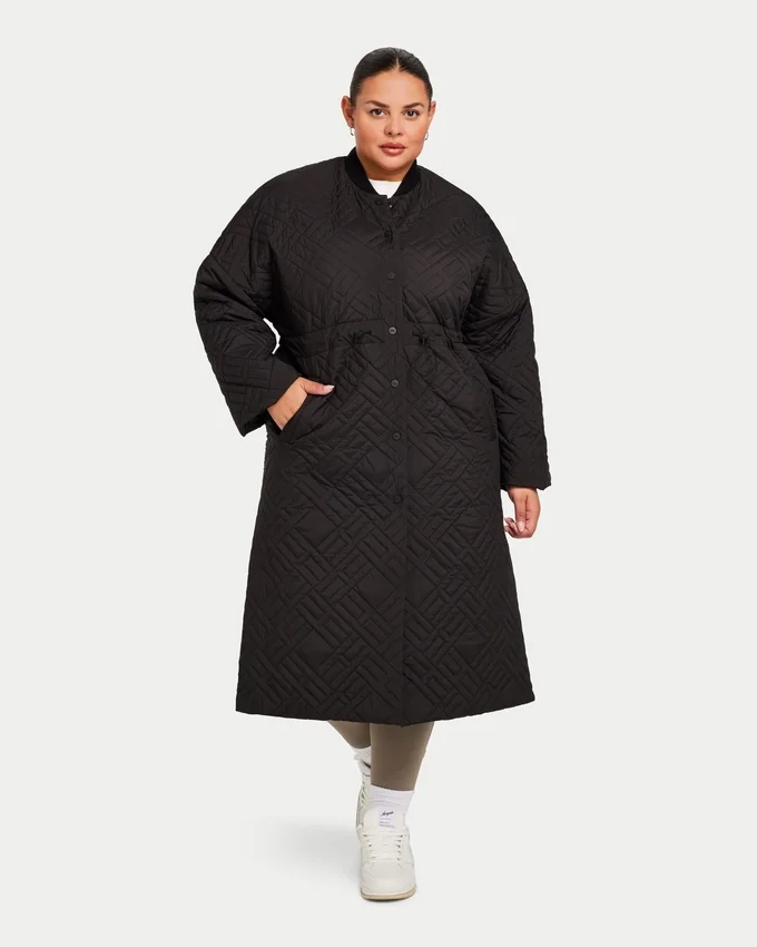 Lange Daunenjacke für Damen – schwarz Lange Daunenjacke für Damen – schwarz