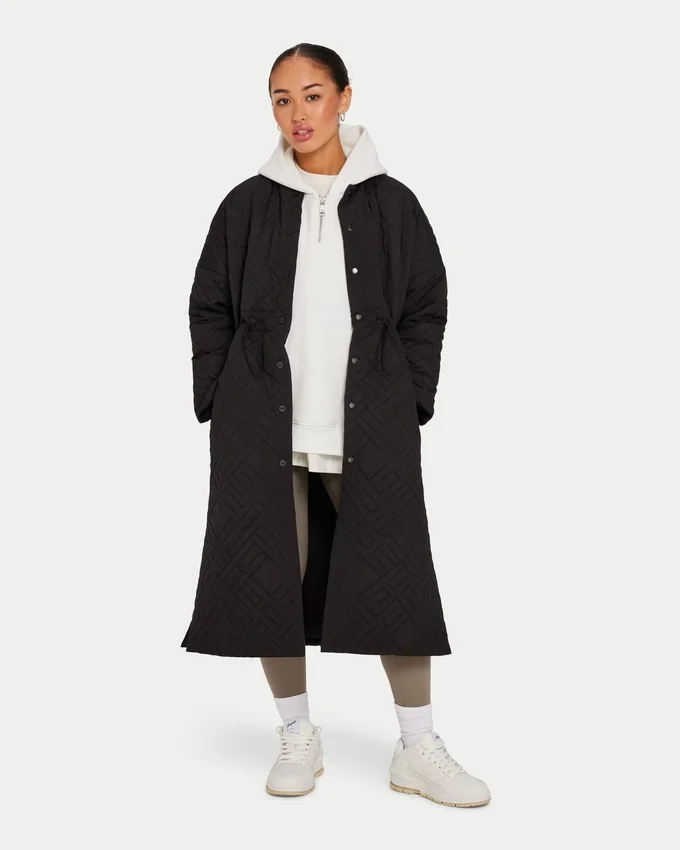 Lange Daunenjacke für Damen – schwarz Lange Daunenjacke für Damen – schwarz