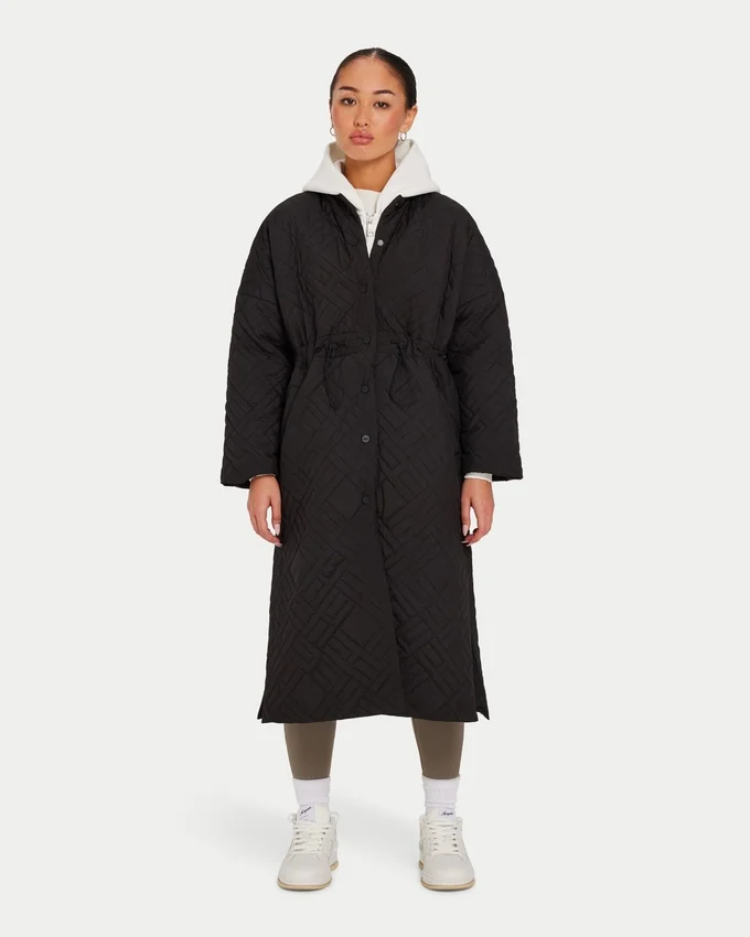 Lange Daunenjacke für Damen – schwarz Lange Daunenjacke für Damen – schwarz