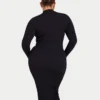 Langärmliges Midi-Kleid für Damen – schwarz Langärmliges Midi-Kleid für Damen – schwarz