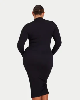 Langärmliges Midi-Kleid für Damen – schwarz