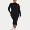 Langärmliges Midi-Kleid für Damen – schwarz Langärmliges Midi-Kleid für Damen – schwarz
