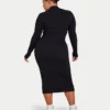 Langärmliges Midi-Kleid für Damen – schwarz Langärmliges Midi-Kleid für Damen – schwarz