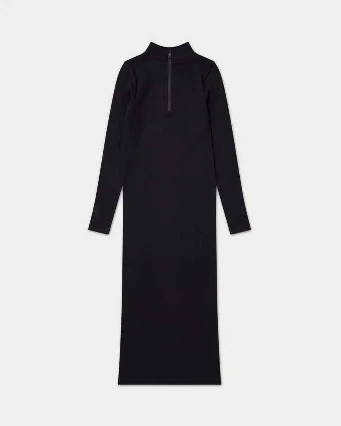 Langärmliges Midi-Kleid für Damen – schwarz Langärmliges Midi-Kleid für Damen – schwarz