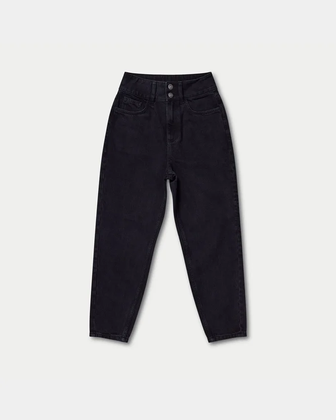 Mom-Jeans für Damen – gewaschenes Schwarz Mom-Jeans für Damen – gewaschenes Schwarz