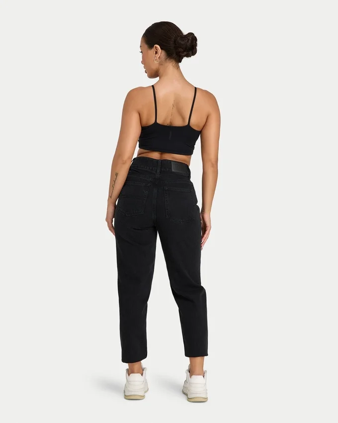 Mom-Jeans für Damen – gewaschenes Schwarz Mom-Jeans für Damen – gewaschenes Schwarz