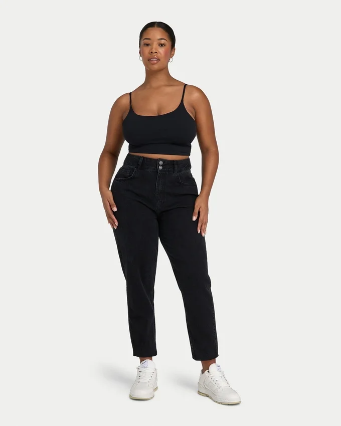 Mom-Jeans für Damen – gewaschenes Schwarz Mom-Jeans für Damen – gewaschenes Schwarz
