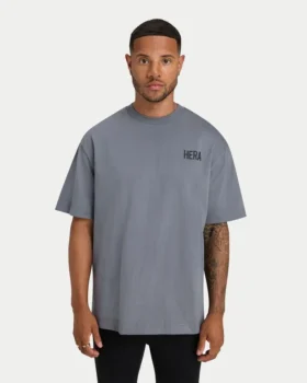 Oversized-Basic-T-Shirt für Herren – Anthrazitgrau