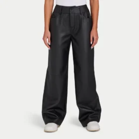 Rewear Damenhose aus Kunstleder mit weitem Bein – schwarz