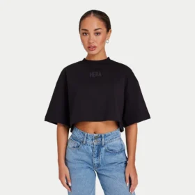 Rewear Icon Cropped T-Shirt – Schwarz