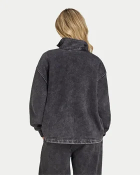 Signature-Sweatshirt für Damen mit ¼-Reißverschluss, gewaschen, Oversize